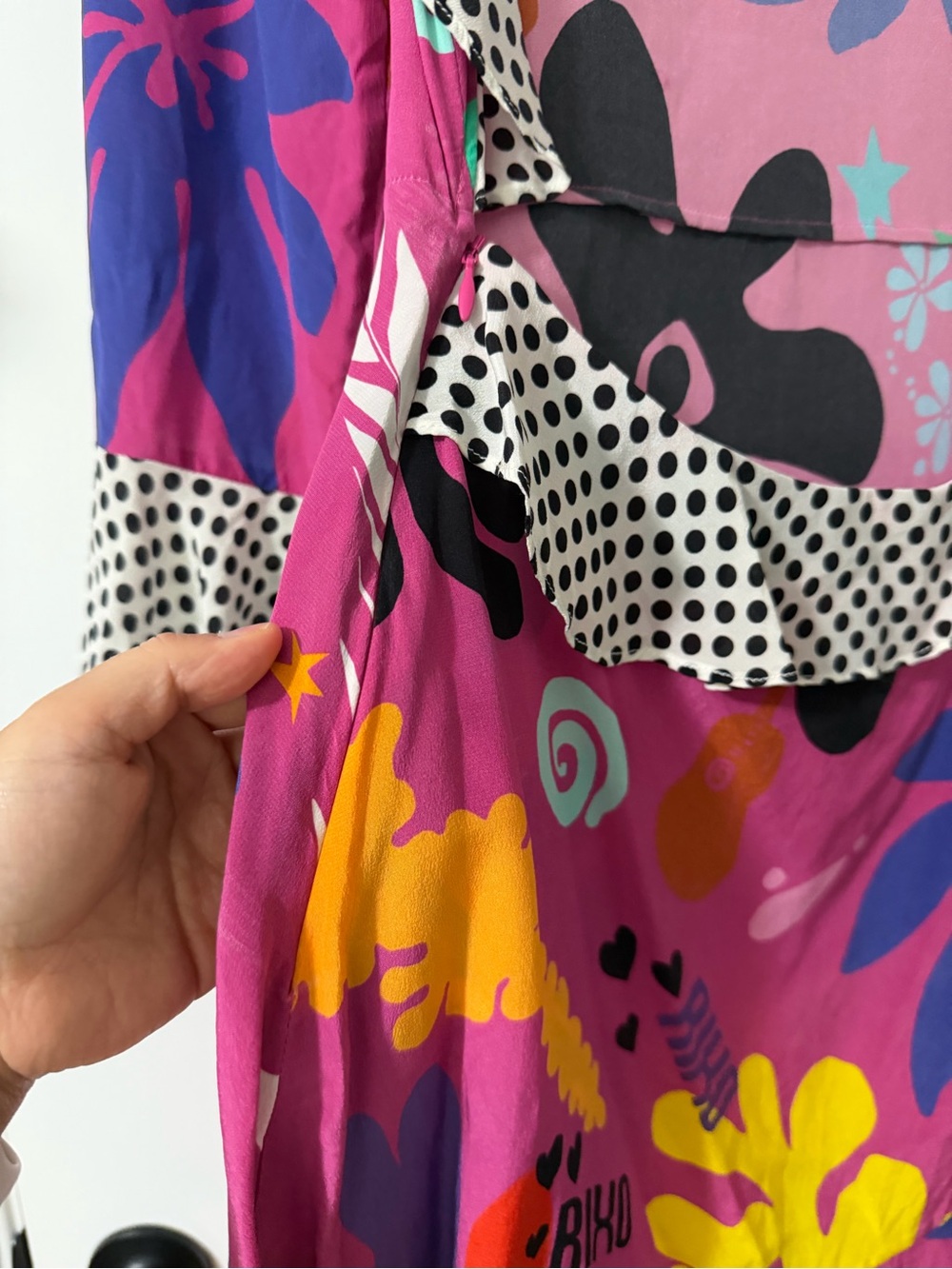 RIXO Bright Magenta Floral Print Midi Dress with Multicolor Accents - Picture 5 of 6